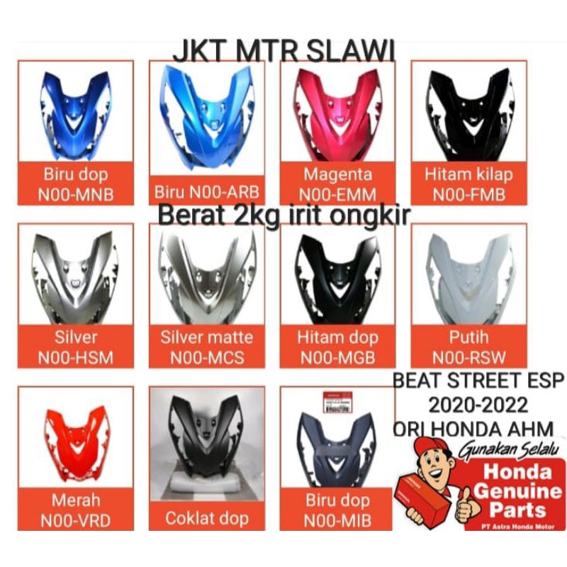 Tameng depan K1A  panel depan beat deluxe, k1A 2020-2022, merah, hitam dop, hitam metalic, biru dop, biru metalic, silver dop, silver, coklat dop, ori Honda