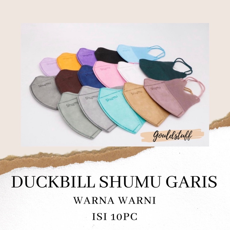 MASKER DUCKBILL SHUMU GARIS ISI 10PC / DUCKBILL WARNA WARNI / DUCKBILL GARIS HIDUNG PREMIUM
