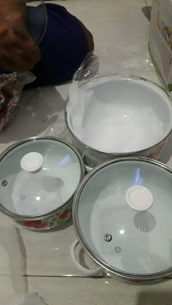 Panci Bunga G-1618/panci Set 3 Tutup Kaca/panci Reona