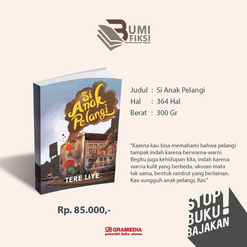 Novel Si Anak Pelangi New Cover