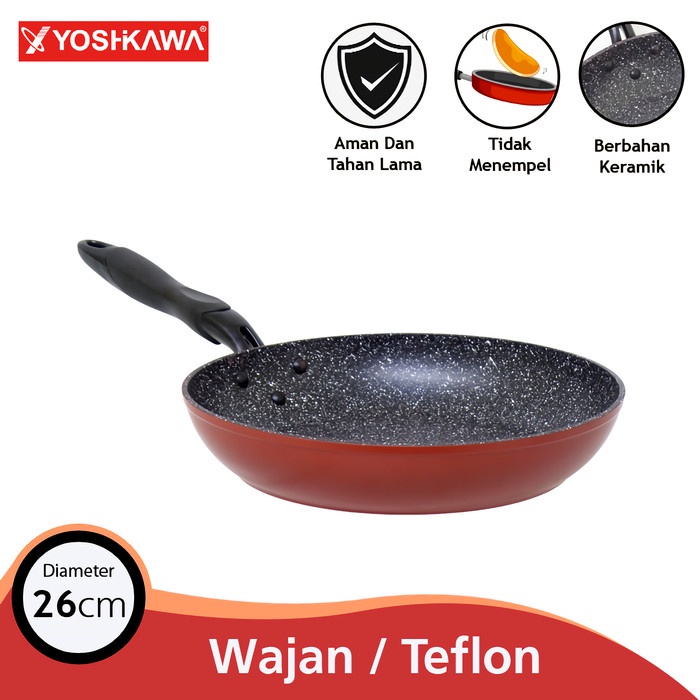 YOSHIKAWA Wajan / Teflon Keramik 26 CM Anti Lengket XJ-FY-260-01