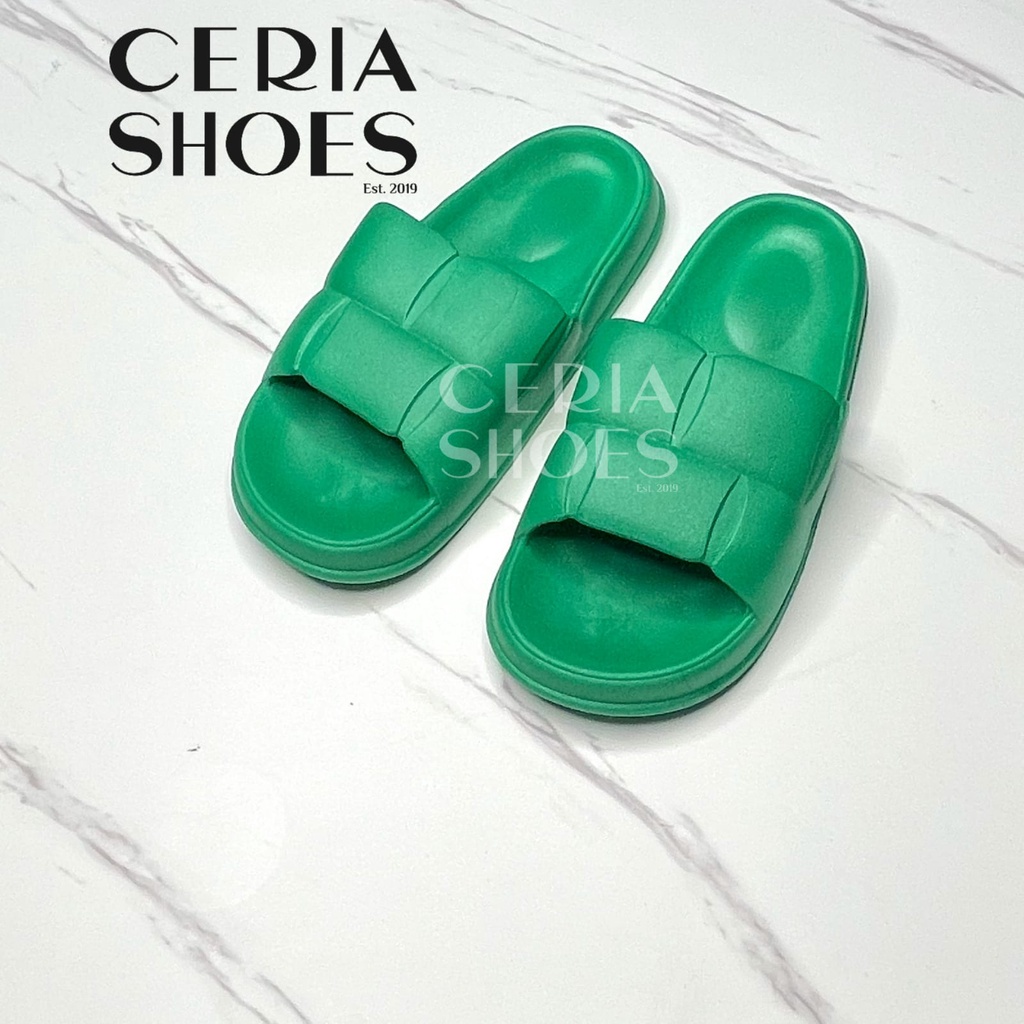 PVC Sandal Slop Puffy Wanita Import Bahan Empuk Elastis Super Lembut Non-Slip Sol BALANCE