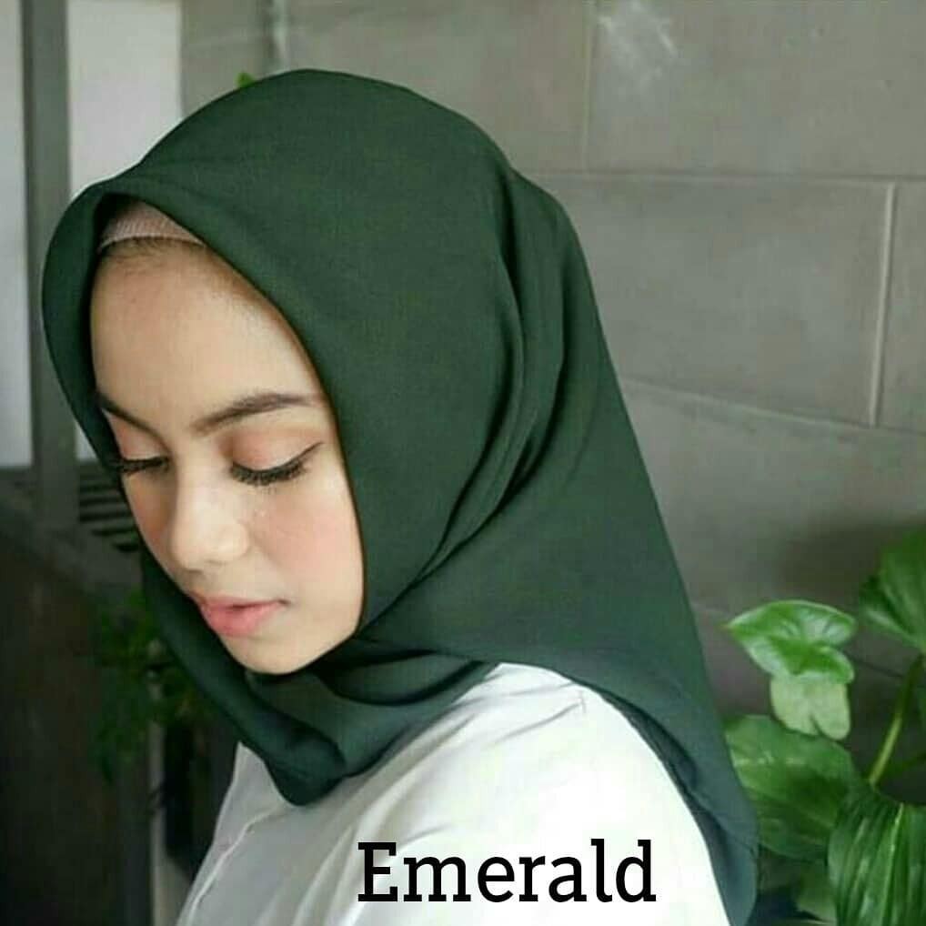 [NECI TEPI] Polycotton / Fine / Viney Kerudung jilbab hijab Segiempat lasthijab.-EMERALD