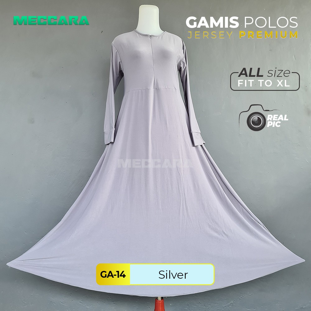 Gamis Polos Bahan Jersey Premium - Gamis Polos Silver