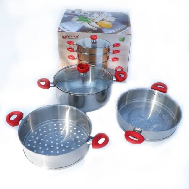 Panci Steamer Panci Kukus Supra 3 susun 32 cm