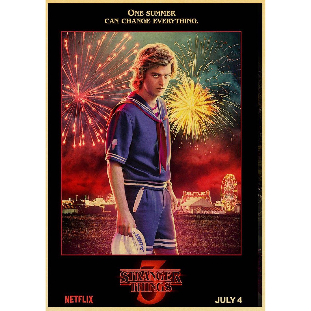 Poster Kertas Kraft Motif Print Film Stranger Things Season 3 2019 42x30cm Untuk Dekorasi Kamar Tidur