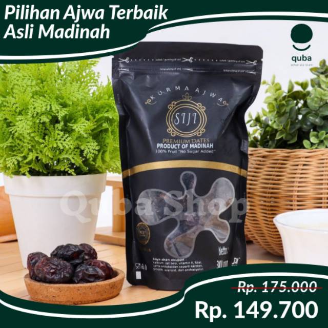 

LEZAT KURMA AJWA ASLI MADINAH PREMIUM GRADE A SIJI KURMA OLEH-OLEH HAJI KEMASAN POUCH 300GR