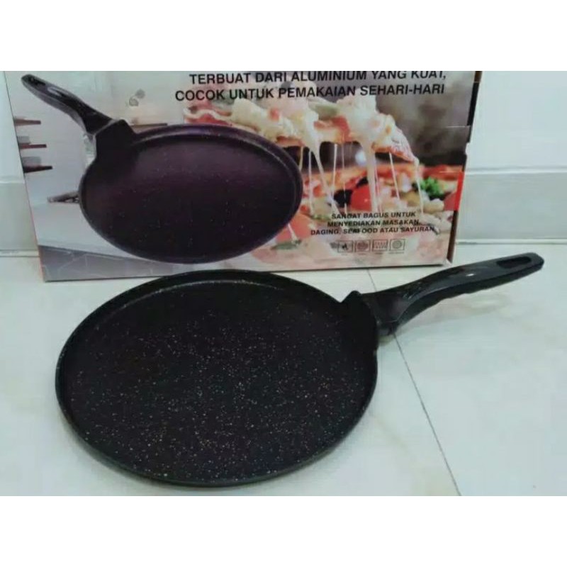 Panci , Teflon Wajan , BBQ , CREPE PIZZA , Martabak , GRILL PAN MARBLE  , 30CM