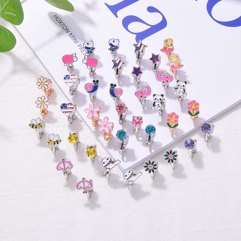 Siy 20 Pasang Anting Klip on Bentuk Hewan Lucu Untuk Anak Perempuan