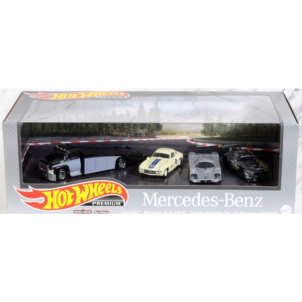 Image of Hotwheels Premium Carry On Black Grey Color From Mercedes Benz Diorama Set Car Culture Real Riders Team Transport #2