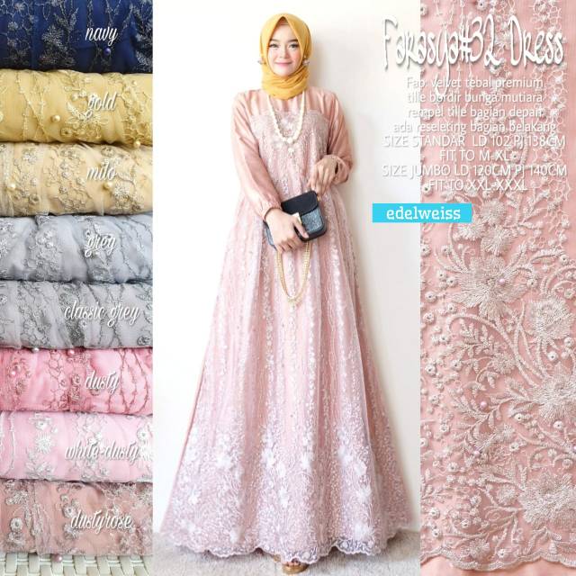 Farasya Dress #30 Tile Brukat Gamis Pesta Resepsi Akad Gamis Kondangan Super Jumbo xxxl Ld 130cm Gamis Brukat BigSize xxxl Gamis Lebaran Terbaru Dress Muslimah Gaun Pesta Gamis Seragam Pernikahan Outfit Bridesmaid Gamis Pengajian Warna Putih