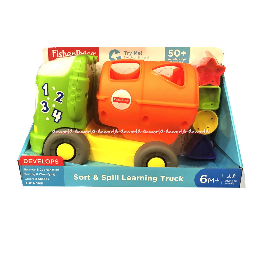 Fisher Price Sort &amp; Spill Learning Truck Mainan Truk Masukan Balok Ke Truk