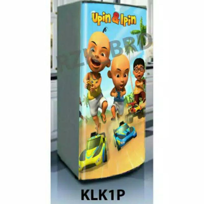Stiker kulkas 1 pintu motif Upin-Ipin