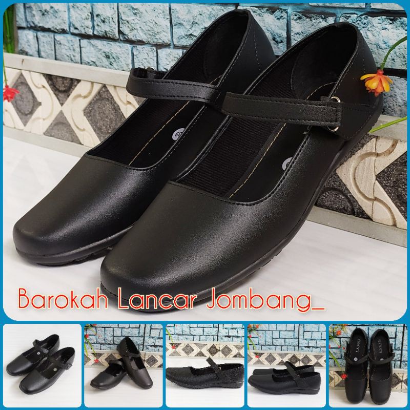 Sepatu Pantofel Wanita Flat Hitam Polos Formal Guru Sekolah Kantor Kerja size 37-41 PB 02 TREPES