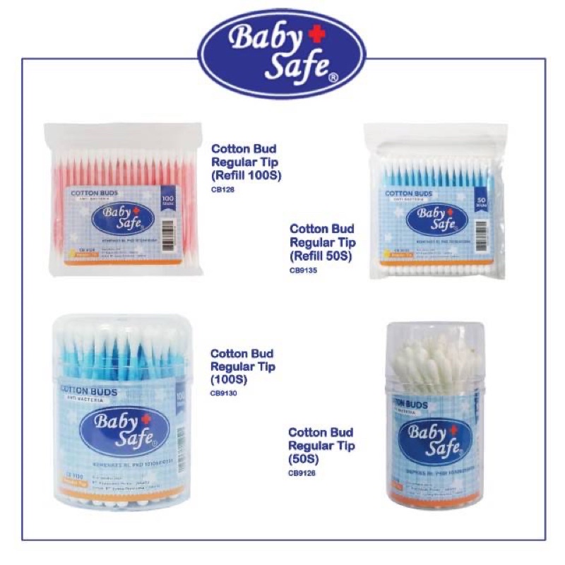 Babysafe Cotton Bud Small Tip jar &amp; refill 100 pcs Cotton bud baby safe