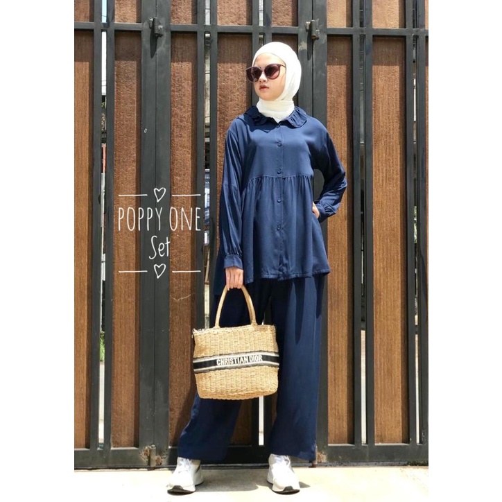 ONE SET WANITA RAYON POLOS / SETELAN WANITA KEKINIAN POPY ONE SET