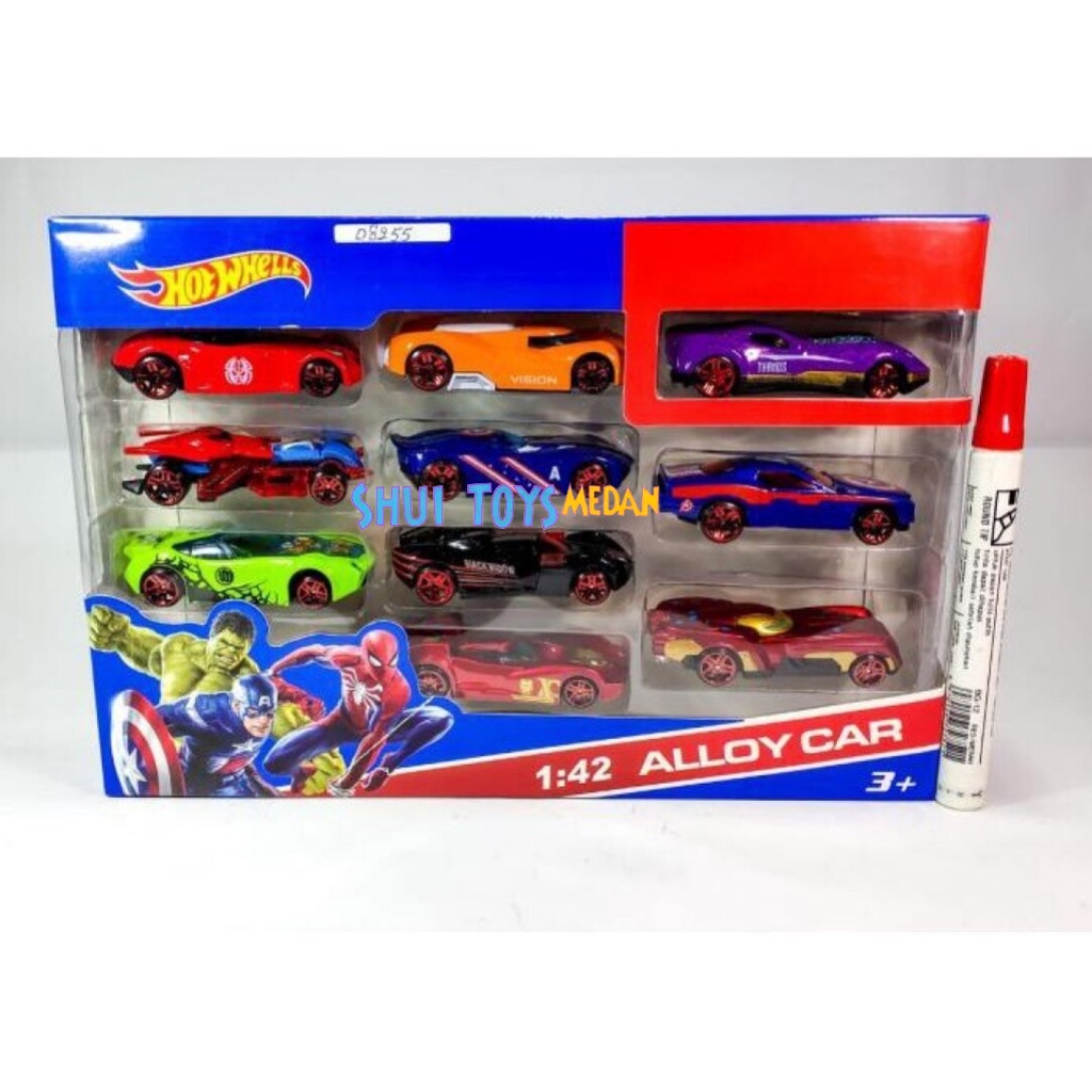 Mainan Diecast Mobil Hot Wheels Karakter Avengers isi 10 PCS 08255