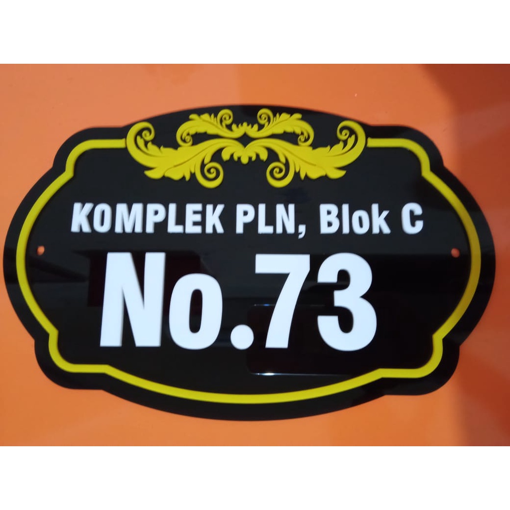 Nomor rumah akrilik Series-2 Ukuran 30x20, Plat Rumah Akrilik - Hitam - Dekorasi Dinding Jyran93