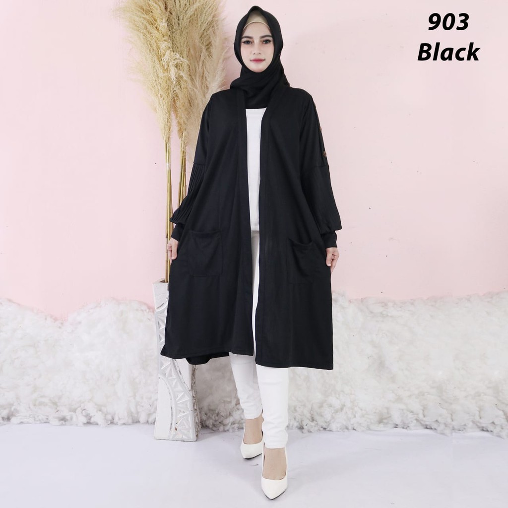 Long Cardigan Outer Panjang Wanita 903 Tangan Plisket Luaran Panjang Wanita Long Cardi Oversize