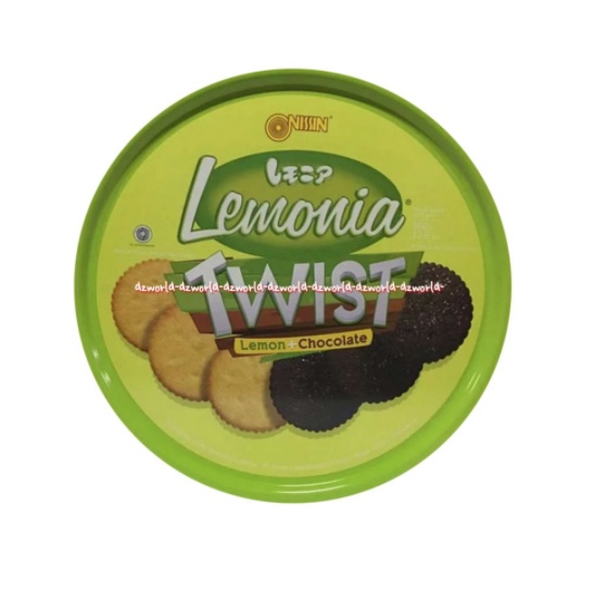 Nissin Lemonia Twist 360gr Biskuit 2 Rasa Lemon Chocolate Coklat Kaleng Nisin lemonnia