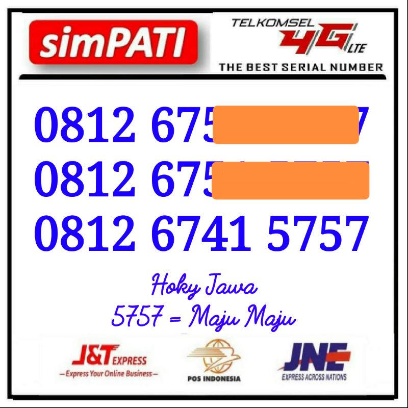 0812 5757 2075 NOMOR SUPER NOMOR CANTIK 4G LTE LANGKA TERBAIK DARI TELKOMSEL SERI 5757 MAJU MAJU