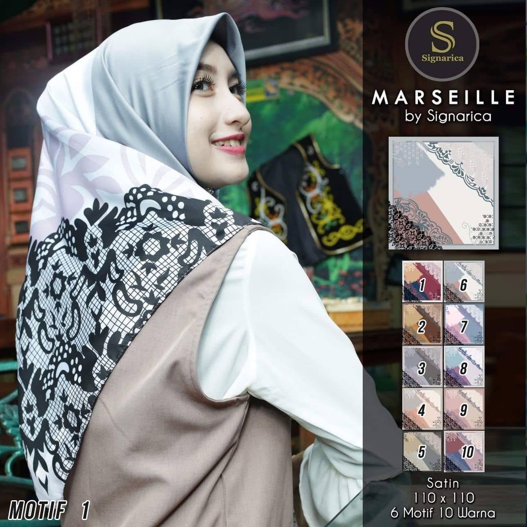  jilbab  segiempat satin  motif  marseille signarica motif  1 