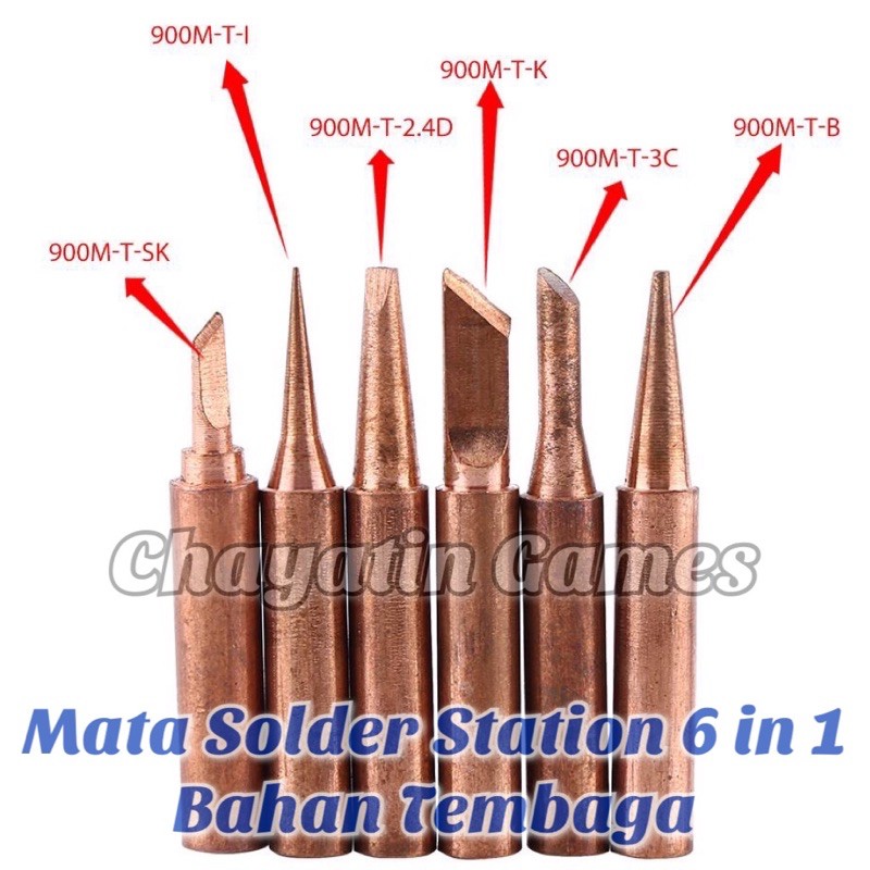 Mata Solder Station Bahan Tembaga For Type 900M 6 in 1 Sesuai Foto