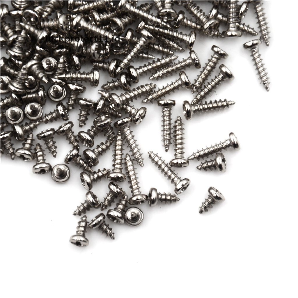 // Hg &amp; ID// 100pcs Sekrup M2 Diameter Drat Kepala Bulat Cross Sekrup Self Tapping Screw.