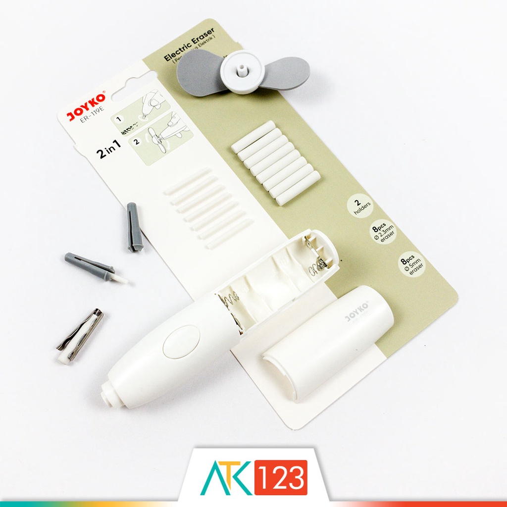 

RK Penghapus Pensil Elektrik Otomatis / Kipas Kecil / Electric Eraser / Mini Fan 2 in 1 Joyko