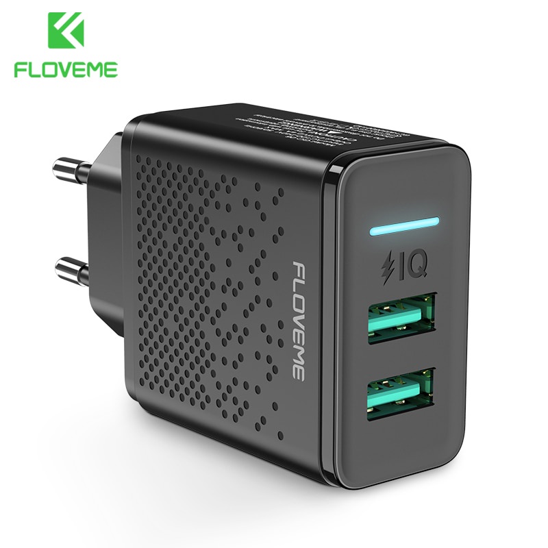 Floveme Charger USB Fast Charging 2 Port 2.4A - D30226 - Black
