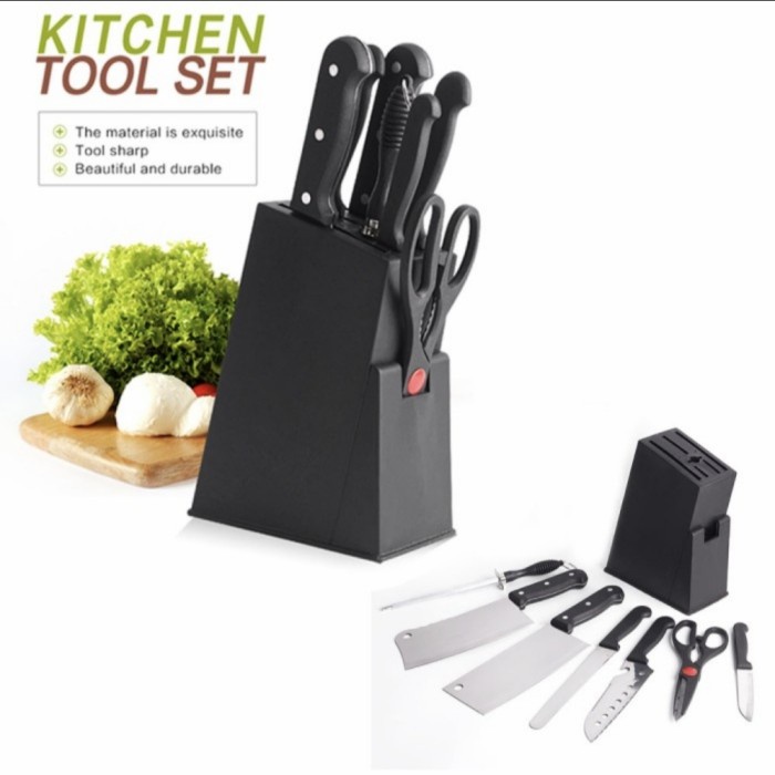 SW-708 Pisau Gunting Set Cheff Dapur PREMIUM 8in1+Asahan FREE TALENAN