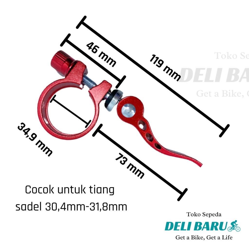 Pacific Seat clamp QR 34.9 untuk seatpost 30.4 - 31.8 sepeda MTB, lipat