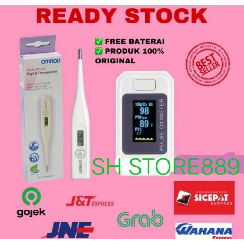 paket oximeter fingertip thermometer termometer omron