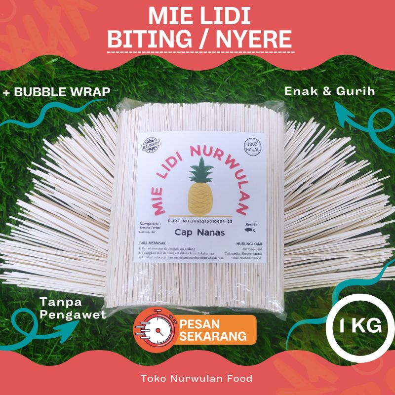 

Nurwulan | Mie Lidi Kecil Mentah 1 KG + Bubble Wrap