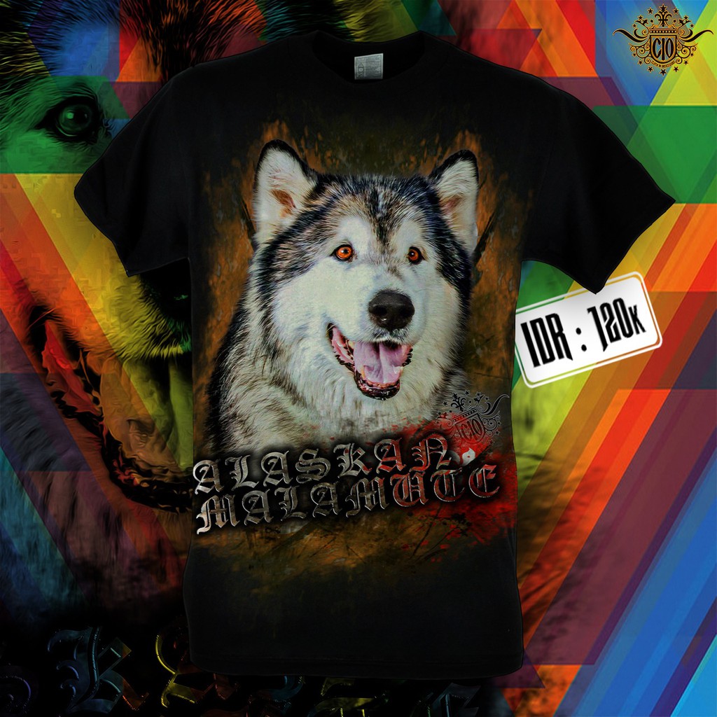 ALASKAN MALAMUTE T SHIRT PRINTING - KAOS ANJING ALASKAN MALAMUTE - BAJU ANJING ALASKAN MALAMUTE