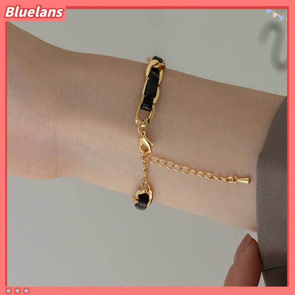 Gelang Bahan Kulit Imitasi Model Kepang Adjustable Gaya Retro Untuk Wanita