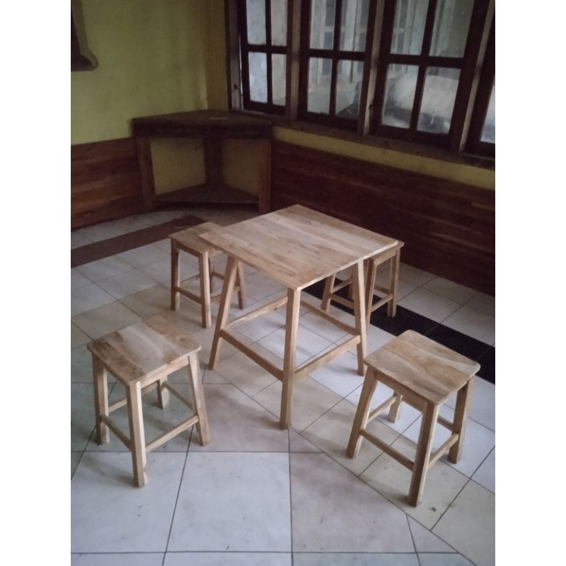 Set Meja Warung Makan / Meja Restorant / Meja Cafe Minimalis Kayu Jati Mentahan