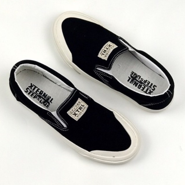 Sepatu XternalStepSure - Slip On Akhimici Japan Black White WB