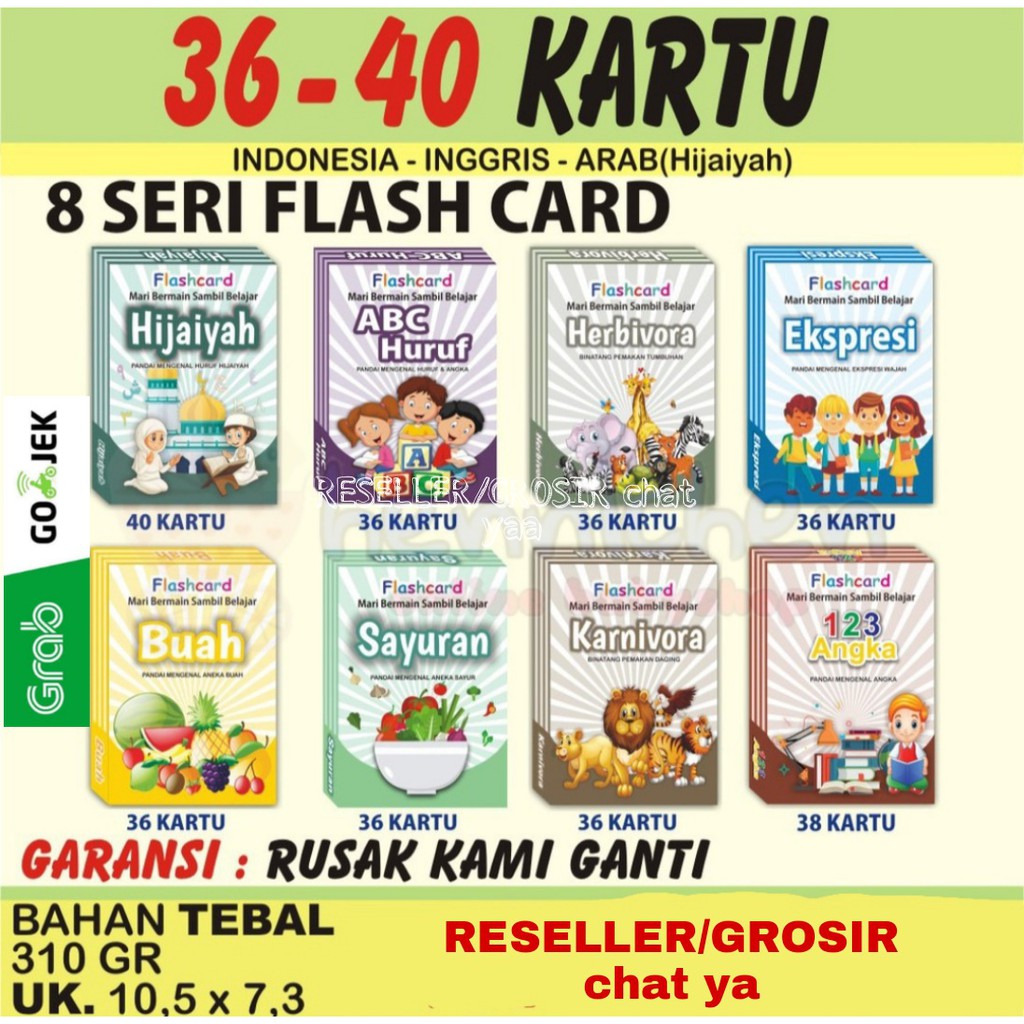 FLASH CARD ANAK HURUF DAN ANGKA HIJAIYAH BUAH SAYUR KARNIVORA HERBIVORA KARTU EDUKASI