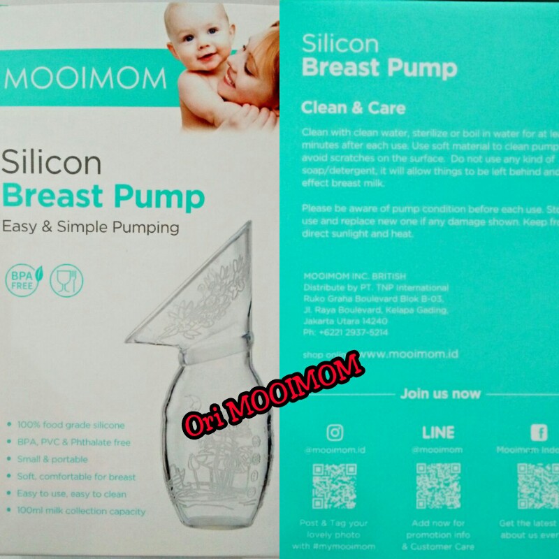 Pompa ASI Manual Silikon ORI MOOIMOM Silicone Breast Pump + Free Lid Pompa ASI Silikon Ibu Hamil moi mom moimom penampung asi