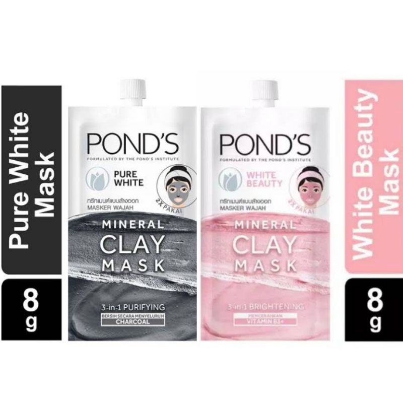 PONDS Pure White Mineral Clay Mask 8g Purifying / Masker Wajah / Pond's