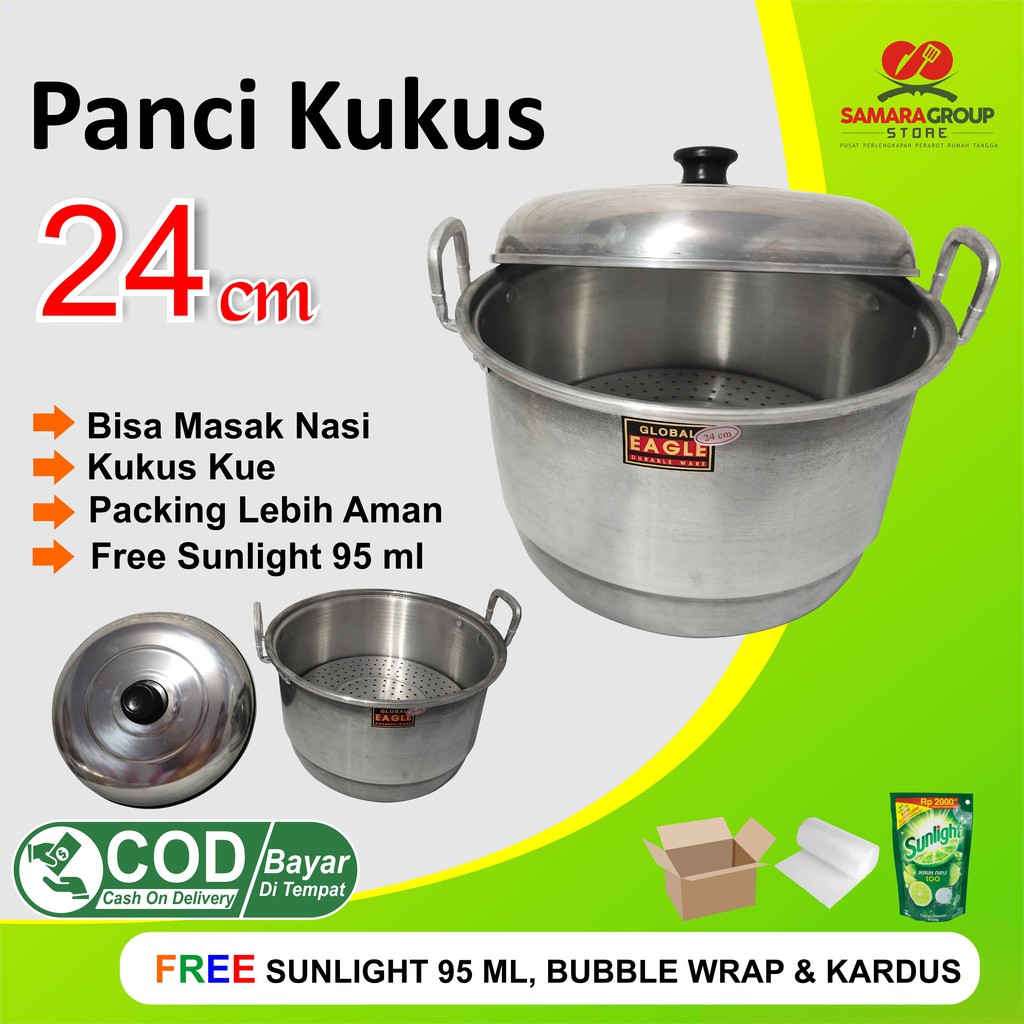 Panci Kukus Langseng Dandang Steamer Uk 24 Cm Global Eagle Free Sunlight 95ml Shopee Indonesia