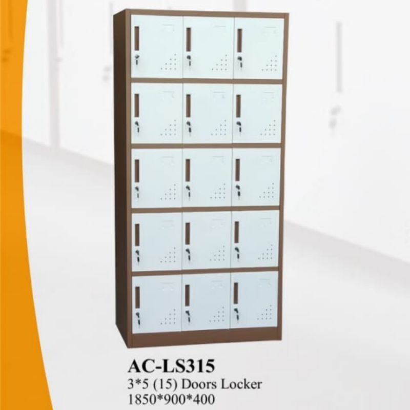 Locker besi 15 pintu warna coklat