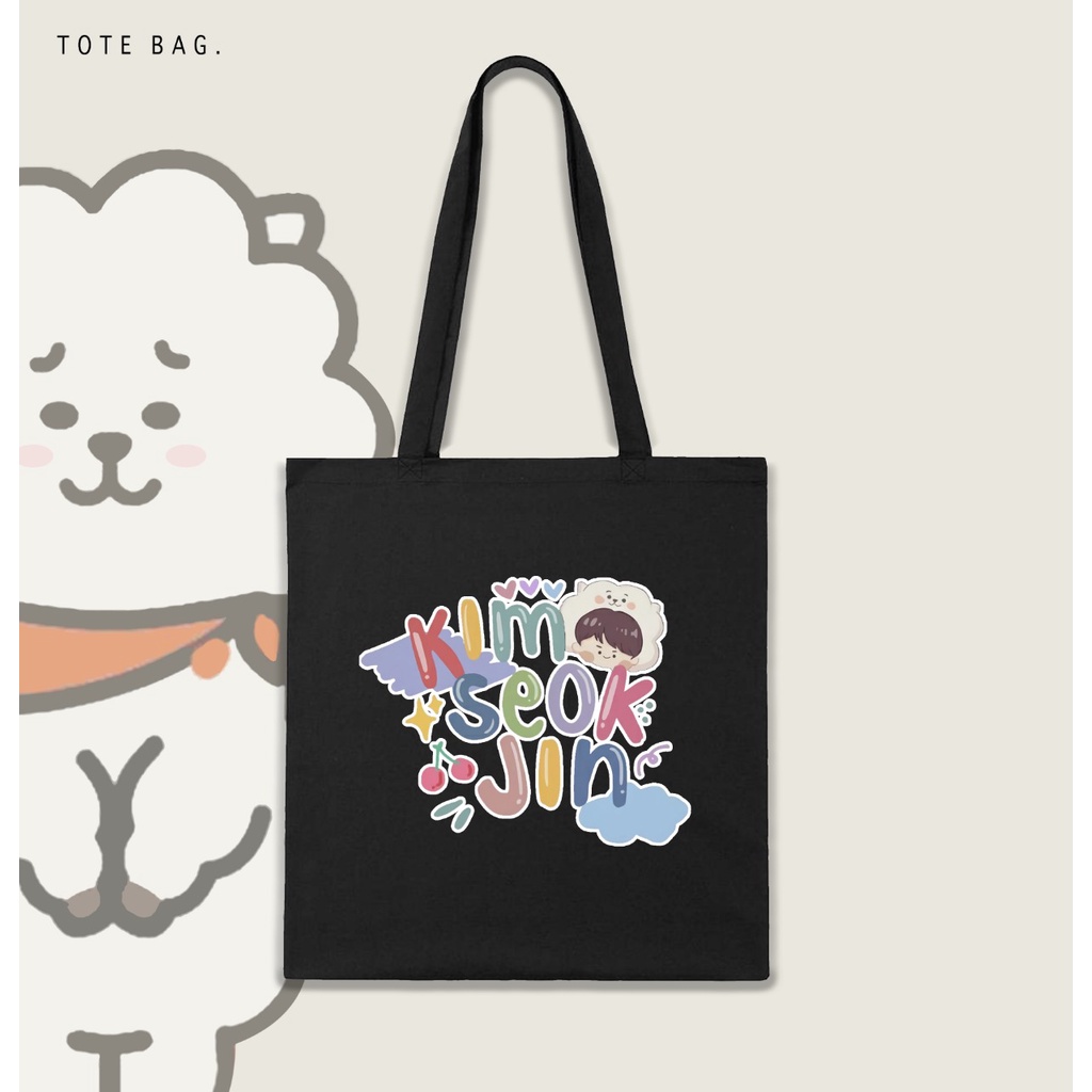 TOTE BAG NAME BT21 /TAS SANTAI WANITA / BAHAN KANVAS / KOREAN STYLE / BEST SELLER