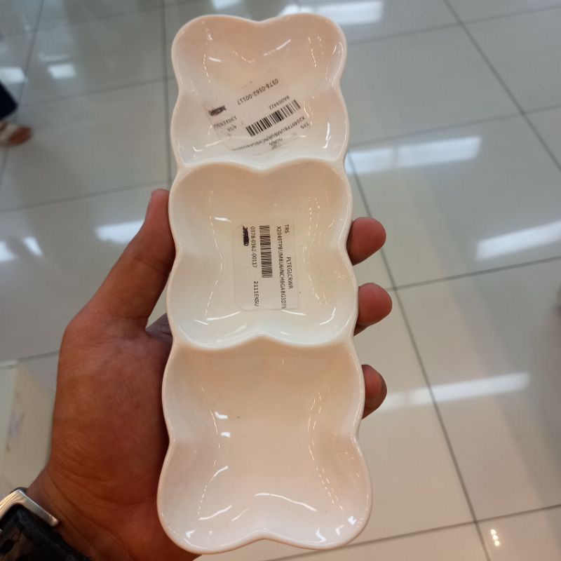 PIRING KERAMIK SAUS SAMBAL 3 SEKAT/ TEMPAT SAMBAL/ TEMPAT SAUS