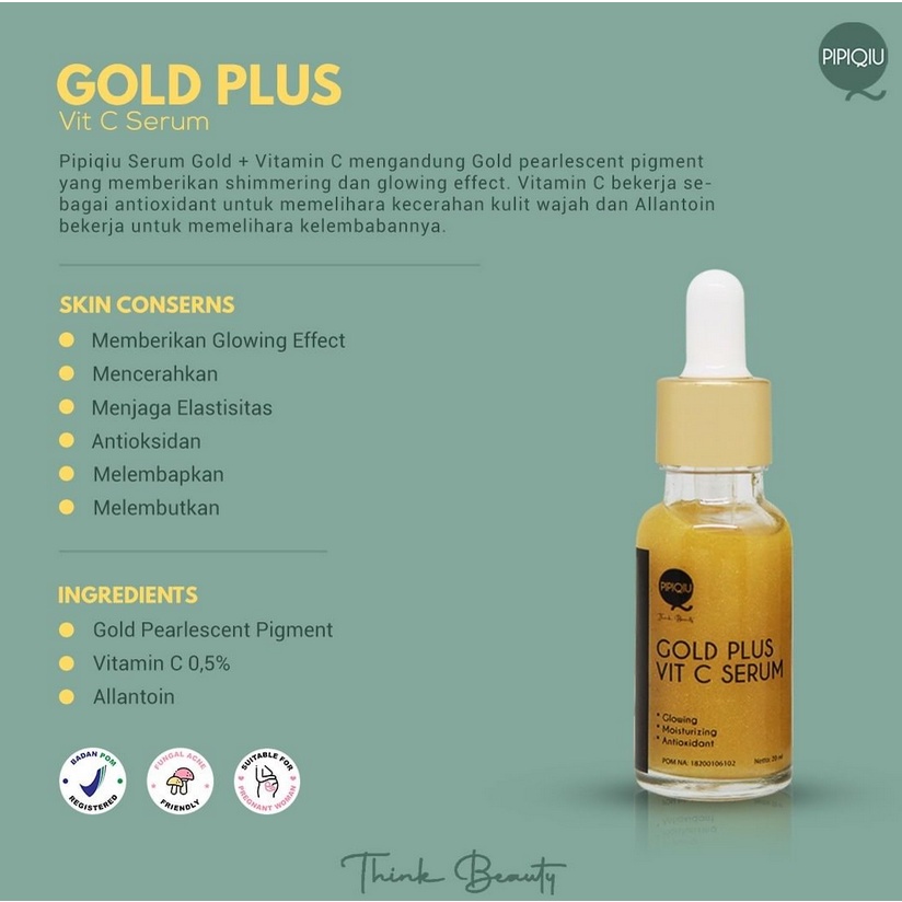 PIPIQIU Serum | Gold Plus Vit C | Hyaluronic | Niacinamide | AHA BHA PHA Peeling Serum 20ML