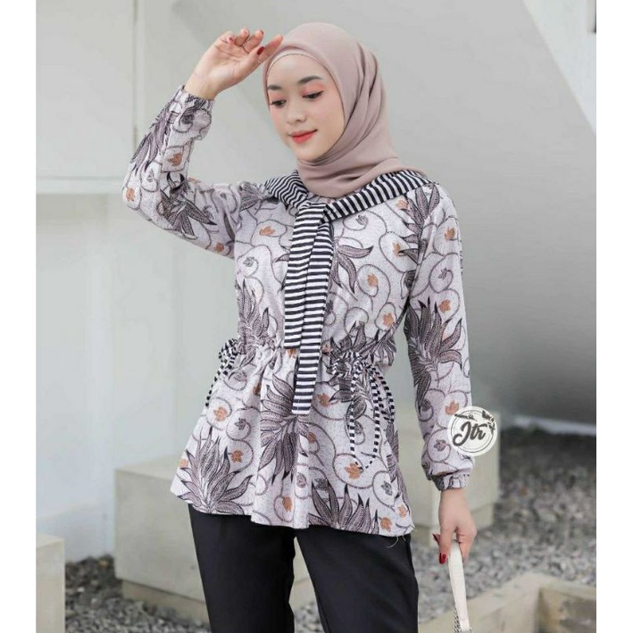 Baju Batik Wanita Modern Atasan Batik Wanita Kerja Kantor Tunik Batik Blouse Batik Kerja Wanita Kantor M L XL Seragam Batik