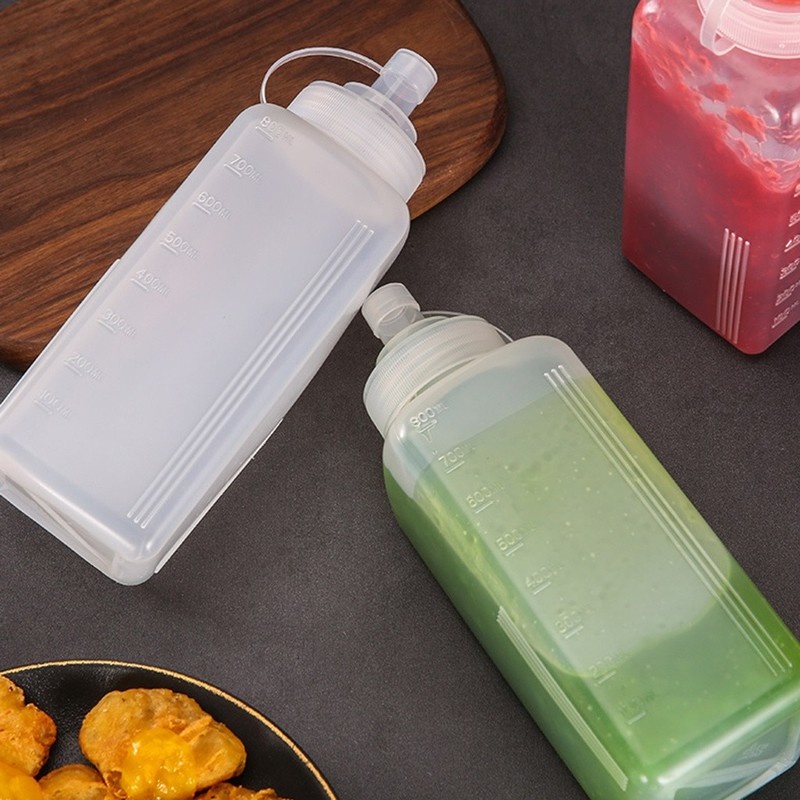 800/1000ML Large Diameter Dustproof Plastic Squeeze Sauce Bottle / Kitchen Seasoning Bottle