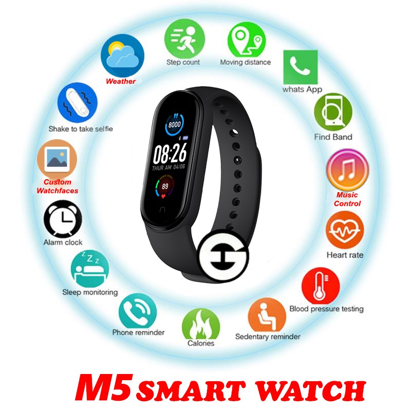 Jual WA Smartwatch M5 Band Smartband Mirip Xiaomi Band 5 Indonesia|Shopee  Indonesia