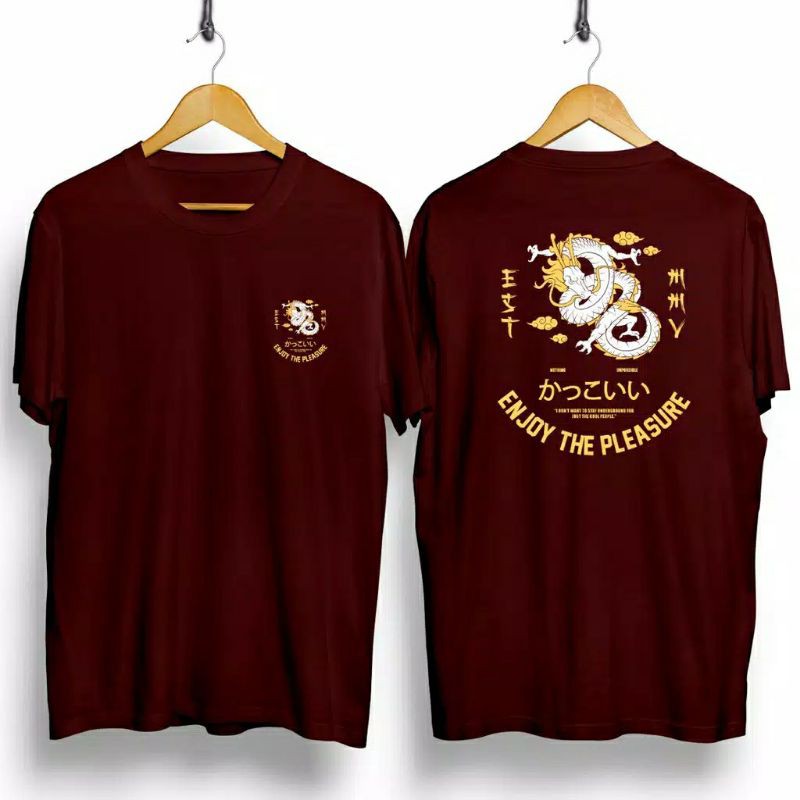 Fourfashion  - Kaos Pria / Kaos Distro DRAGON ENJOY Maroon CN3354